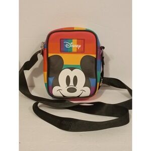 Disney Mickey Mouse Rainbow Pride Crossbody Bag Faux Leather Camera Bag Multi